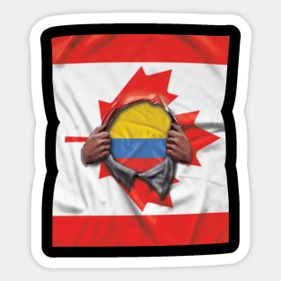 Colombia Flag Canadian Flag Ripped - Gift for Colombian From Colombia Sticker
